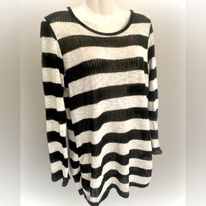 Maternity Cozy Sweater XL Tutta Bella Stretch Top Black & Ivory Striped Casual